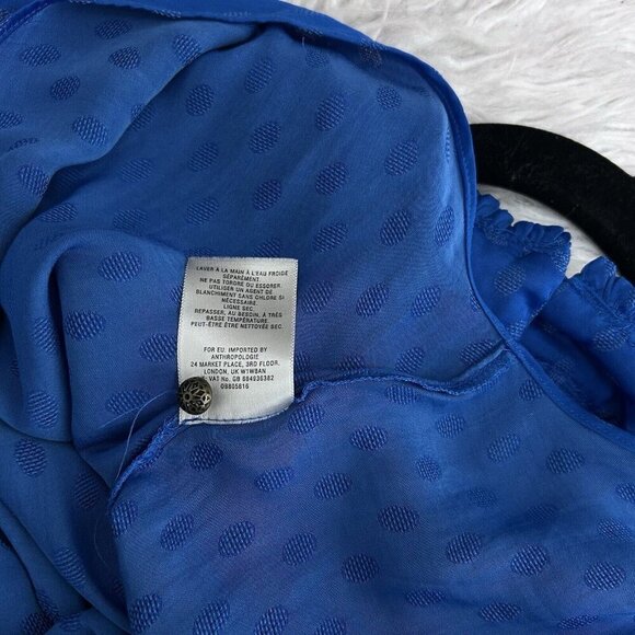 Anthropologie Maeve Royal Blue Clovis Pleated Dot Top Sleeveless Blouse Size 0 - Picture 11 of 12